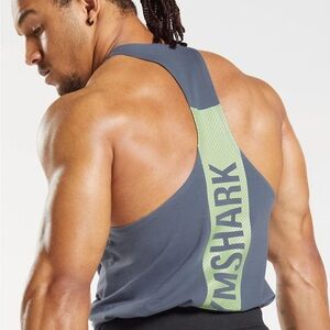 GYMSHARK (M) Bold Stringer Slim Fit Textured Print Evening Blue Stretch - Medium